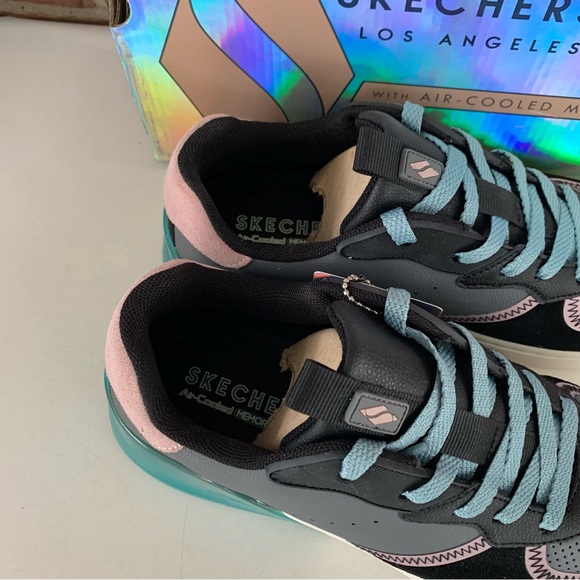 Skechers Womens Double Gloss- Blocked Up Athletic Training Shoes Sneakers US 9 M - Picture 2 of 10